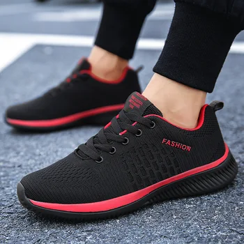 

38-45 Flying Weave Black Man Shoes for Men Sports Platform Sneakers Men Fashion Casual Shoes Man Lightweight Chunky Shoes Man