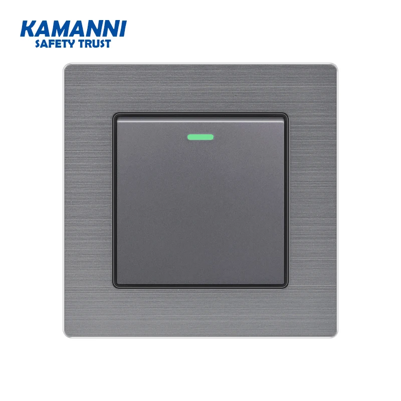 Wall light switch with indicator light of 1 2 3 4 gang 1 way luxury light switch, switch aluminum alloy panel 110~250V