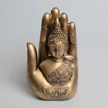 

ERMAKOVA Buddha Statue Buddha Sitting in Hand Statue Resin Lao Thai Buddhist Figurines Home Decor Zen Buddha