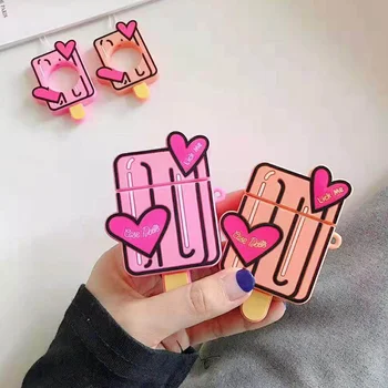 

Cartoon Love Silicone Case Earphones For Apple Airpods Bluetooth Wireless Earphone Protective Skin Cover Box Attach Keychain