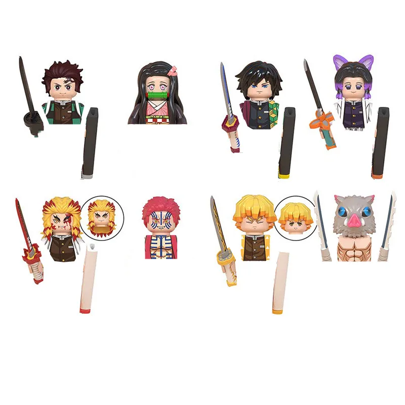 Wm6116 Wm2176 Pg2327 Demon Slayer Mini Dolls Action Figure Assemblare Toy Tanjirou Nezuko Inosuke Giyuu Kyoujurou Building Blocks
