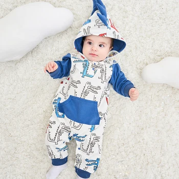 

Baby Rompers Autumn Long Sleeve Newborn Baby Boy Dinosaur Costume Romper Playsuit Baby Clothes Hooded Cute Clothing