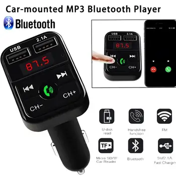 

Bluetooth 5.0 Handsfree Car Kit FM Transmitter Quick Dual USB Charger LCD Digital Voltmeter TF Card U disk AUX Player