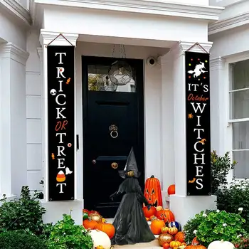 

1set Hotel Entryway Festival Holiday Trick Or Treat Oxford Cloth Halloween Door Banner Restaurant Easy Install Porch Signs