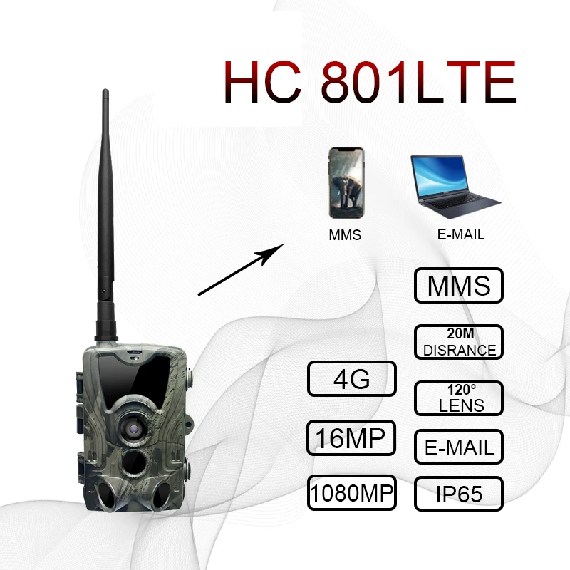 HC300M HC700G HC801LTE 4G охотничья камера 16MP 1080P SMTP SMS инфракрасная камера s IR Wild Game Trail камера s фото ловушка - Цвет: HC801LTE 4G US plug