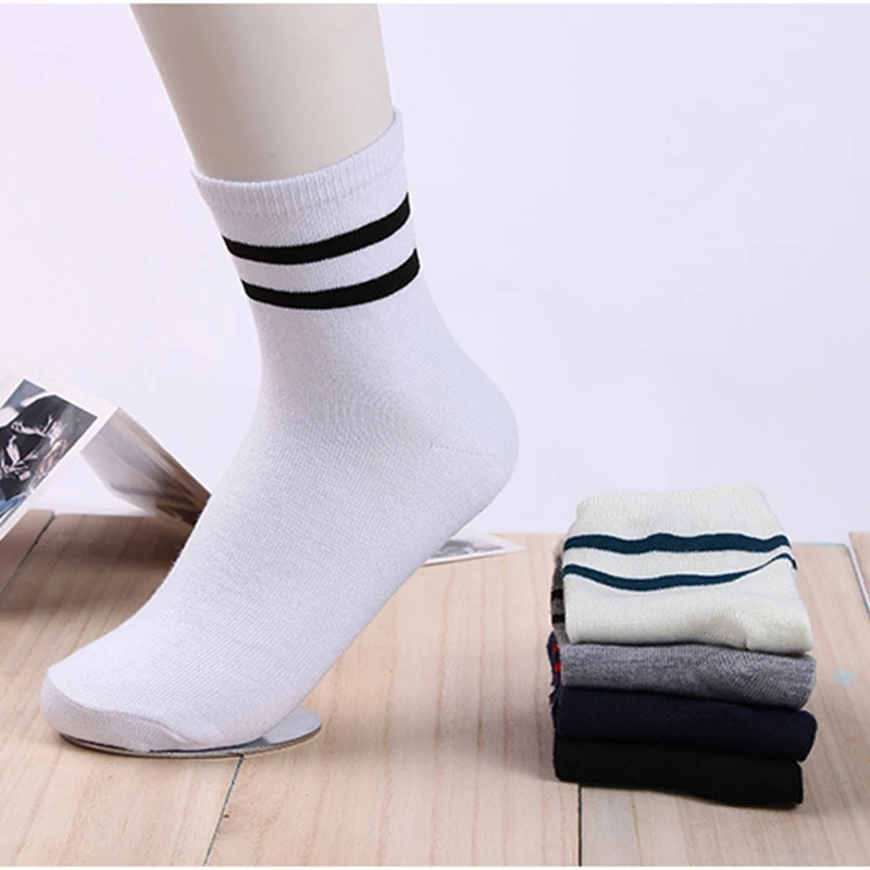Белые носки, однотонные мужские летние дышащие тонкие мужские повседневные носки, бизнес носки, спортивные тонкие полосатые хлопковые носки
