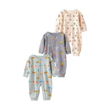 Pelele de algodón con estampado de dibujos animados para bebés, mono de manga larga para recién nacidos, pijamas, ropa infantil