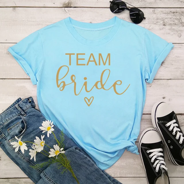 bachelorette team bride t shirt estonian wedding party ulzzang t-shirt cato women's tea bride short women tops drop ship Light blue-1