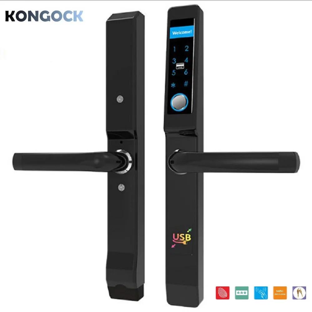 

Biometric Fingerprint smart sliding door lock, digital password keyless electronic card access door-lock with key