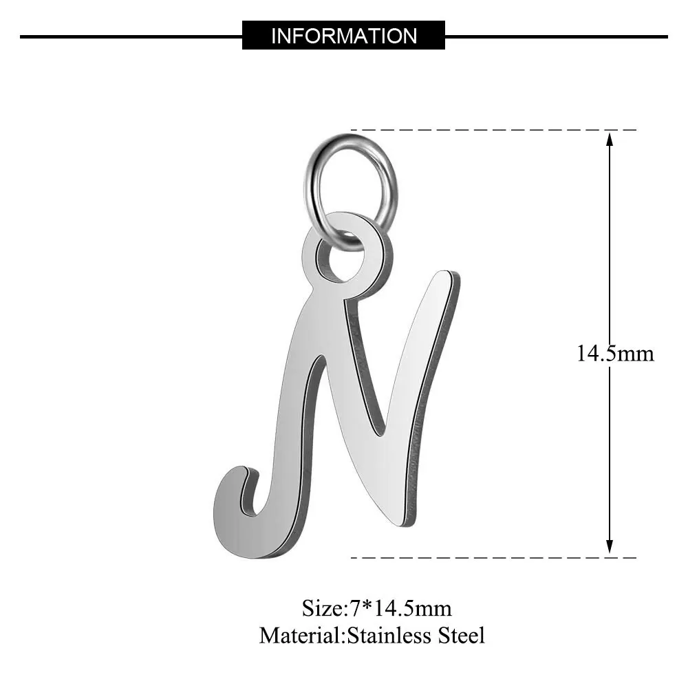 5 шт./лот 316L нержавеющая сталь полированная сталь Цвет алфавит амулеты DIY инициалы из A-Z алфавитов Подвески Аксессуары - Окраска металла: T544S-N