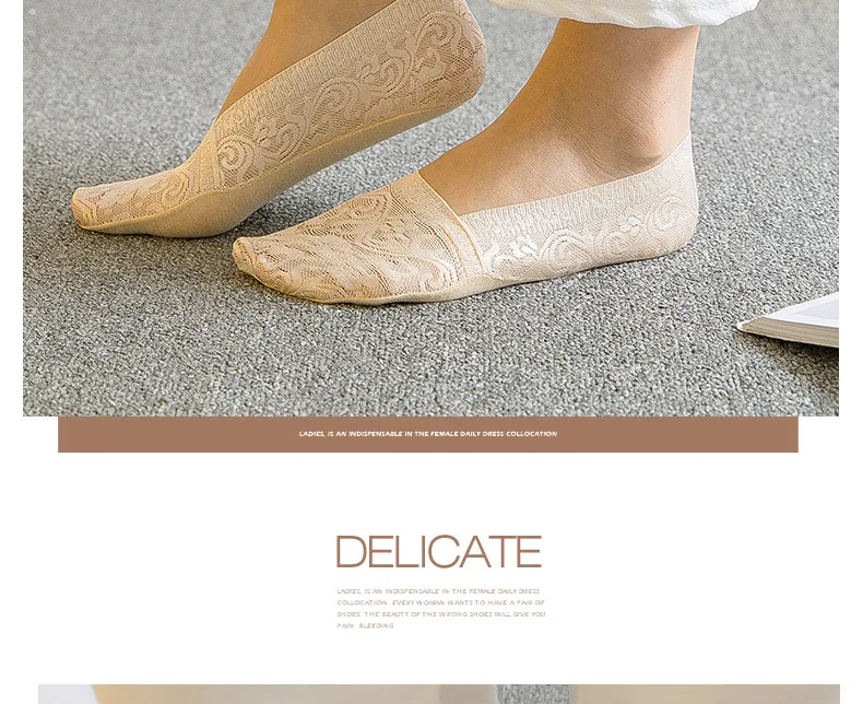 5 pair Summer women socks slippers non-slip breathable lace lace invisible socks sexy non-slip cool thin socks fashion socks