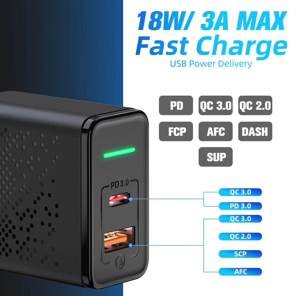 FONKEN Usb PD зарядное устройство Быстрая зарядка настенное зарядное устройство Быстрая зарядка 3,0 QC3.0 2,0 адаптер для samsung huawei Xiaomi Мобильный планшет