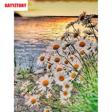 GATYZTORY 5D алмазная живопись полный квадрат DIY домашний декор мозаика Стразы Картина на холсте с логотипом на заказ Настенная картина Хризантема