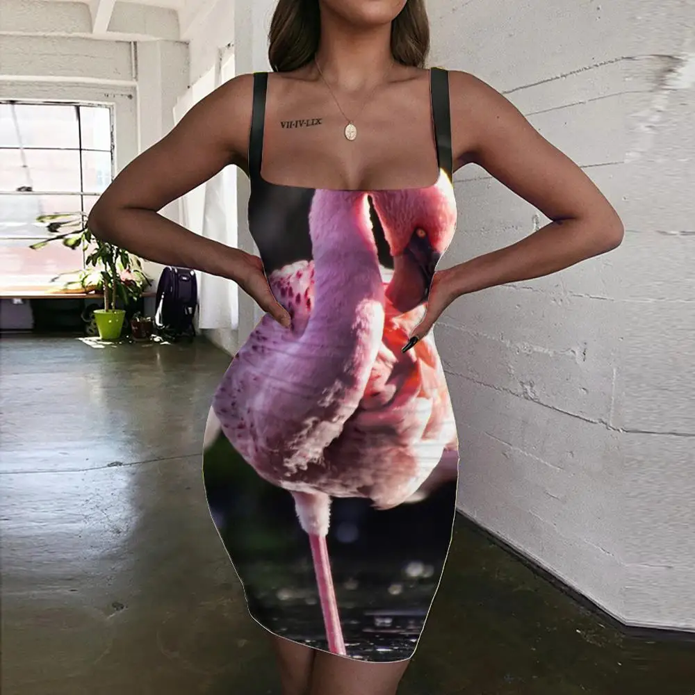 

KYKU Brand Swan Dresses Women Animal Halter Sleeveless Cute Vestido Sexy Street Ladies Dresses Womens Clothing Party Vintage
