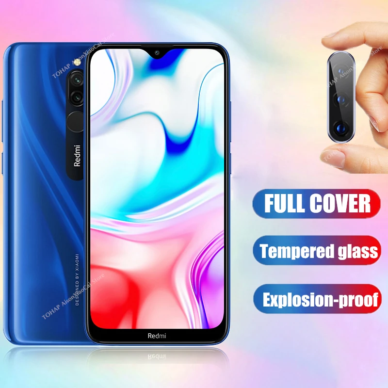 2в1 объектив камеры закаленное стекло для Xiaomi Redmi Note 8 7 pro 8T защита экрана на 8A 7A