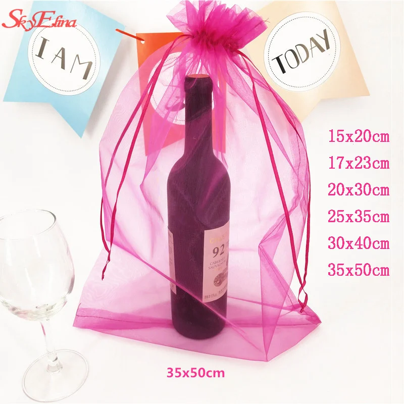 Bolsas grandes de Organza de calidad, 10 unids/lote, 15x20, 17x23, 20x30, 25x35cm, bolsas dibujables para regalo de boda, 7Z - AliExpress Hogar y jardín