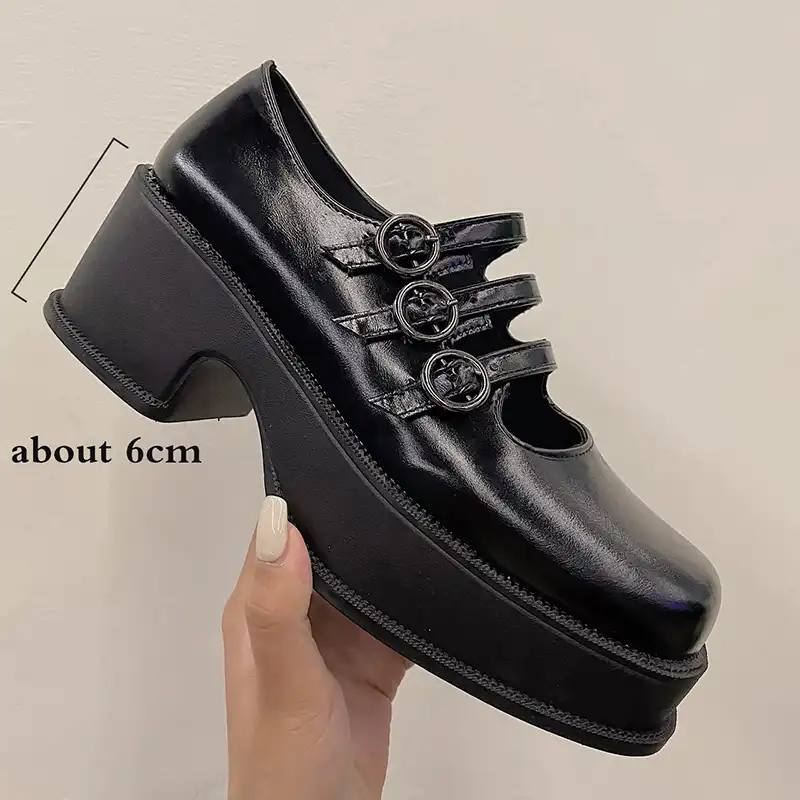 チャンキーヒールプラットフォームメアリー ジェーンの靴女性ラウンドの女性はプラットフォーム靴ロリ靴21 レディースパンプス Aliexpress
