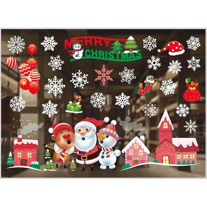 Christmas Window Stickers Merry Christmas Decorations For Home Xmas