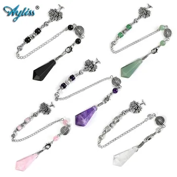 

Ayliss Crystal Pendulums for Dowsing Scrying Divination Gem Stones Hexagonal Pointed Charm Tree of Life Reiki Healing Pendants