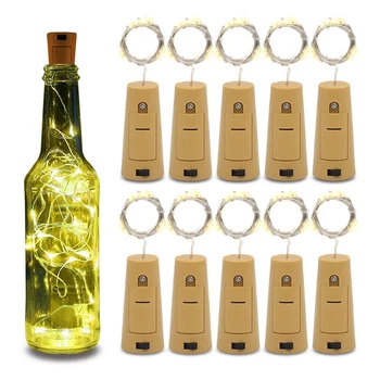 

10pcs 1M 2M Champagne Cork LED Light String Merry Christmas Decorations for Home 2020 Xmas Ornaments Happy New Year 2021