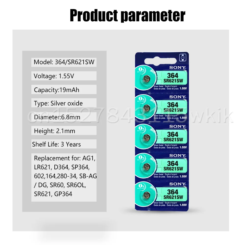 replacement battery 10PCS Original Sony 364 SR621SW SR621 AG1 LR60 SR60 V364 164 1.55V Silver Oxide Button Coin Cell Toy Watch Battery MADE IN JAPAN small button batteries