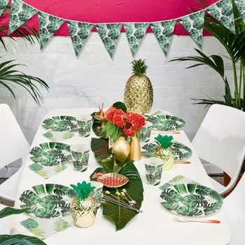 

Huiran Tropical Wind Turtle Leaf Tableware Set Hawaii Party Decor Summer Aloha Birthday Party Supplies Jungle Safari Party Decor