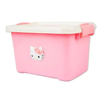 

Kitty Plastic Container Organizer Clothes Groceries Sundries Storage Boxes with Lid Waterproof Plastic Storage Box for Toy