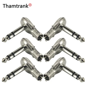 

1pc Metal 90 Degree Right Angle 6.35 mm 3 Pole Stereo Jack Plug 6.35mm Guitar Phono Pancake 1/4 Inch Connector