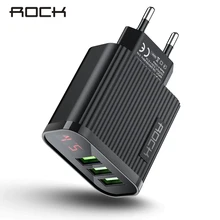 ROCK 3 порта USB зарядное устройство для телефона 3A Макс цифровой дисплей Смарт быстрое зарядное устройство для путешествий настенное зарядное устройство адаптер для iPhone samsung Xiaomi