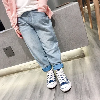 

Spring Jeans Boys Girls Knit Fabric Light Color Jeans 2020 new deisgn Children's pants