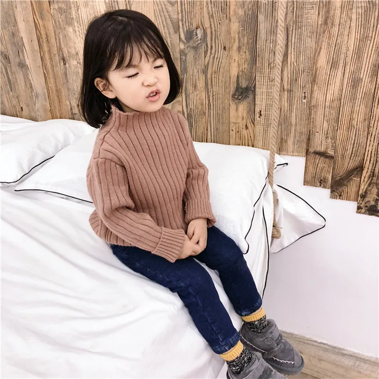You gato negro mi Winter New Style Men And Women Children Korean-style Cowboy Elasticity Brushed And Thick Skinny Pants Cra