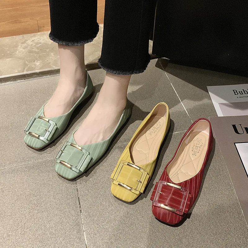 

Online Celebrity Single Shoes Women's Summer 2019 New Style Korean-style Versatile Comfortable Square Head Shoes Shallow Mouth F