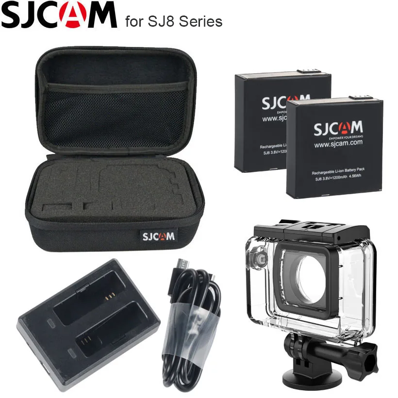 SJCAM SJ8 PRO батарея 1200mAh литий-ионные батареи водонепроницаемый корпус чехол для SJ8 Plus Сумка Для Хранения Чехол для SJCAM SJ8 зарядное устройство