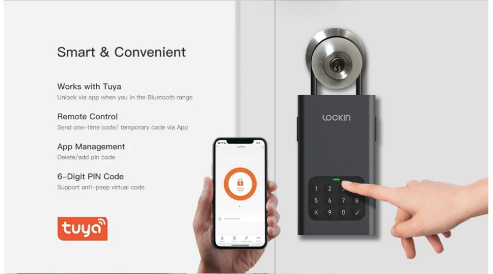 Lockin Smart Remote Control Smart Key Storage Lock Box Wireless Password Key Safe Alloy Box IPX5 Waterproof For Tuya APP