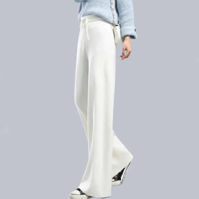 Korean Fashion New Drawstring High Waist Wide Leg Pants Women\'s Autumn Winter Straight Trousers Jogger Gym Loose Pants Female