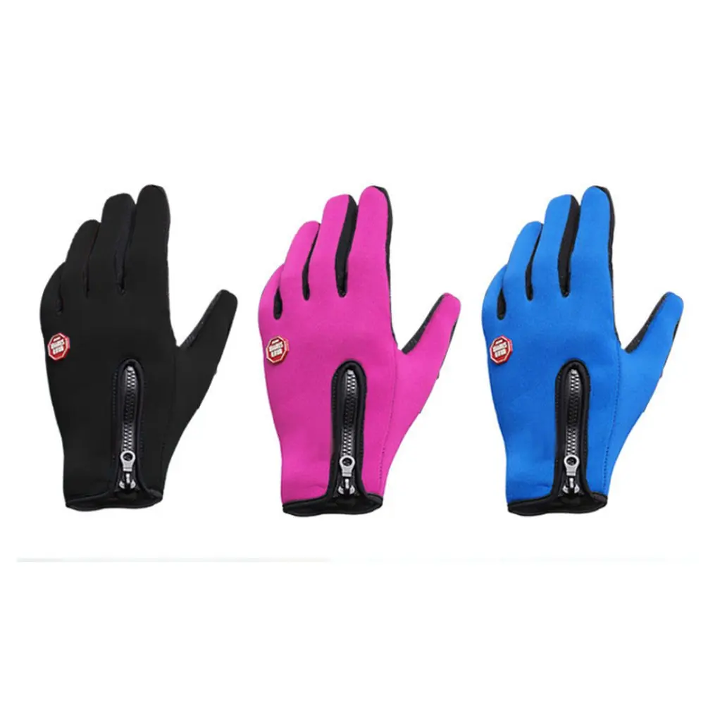 Перчатки для велоспорта мужские и женские флисовые ветрозащитные теплые перчатки для сенсорного экрана перчатки на молнии для альпинизма и катания на лыжах