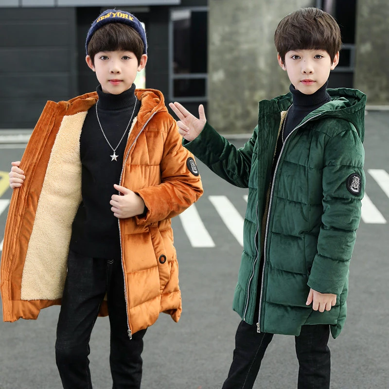 Abrigo largo de invierno para niño, cálida abrigo para adolescente, chaquetas Pleuche para niños, adolescentes, sudaderas con capucha de invierno, ropa de abrigo 5 14T|Chaquetas de plumón y parkas| - AliExpress