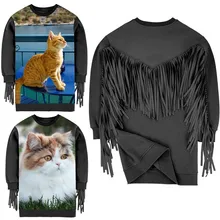 Новинка года; черные платья для девочек; модная детская одежда с принтом; одежда для детей; платье с кисточками для маленьких девочек; длинный рукав