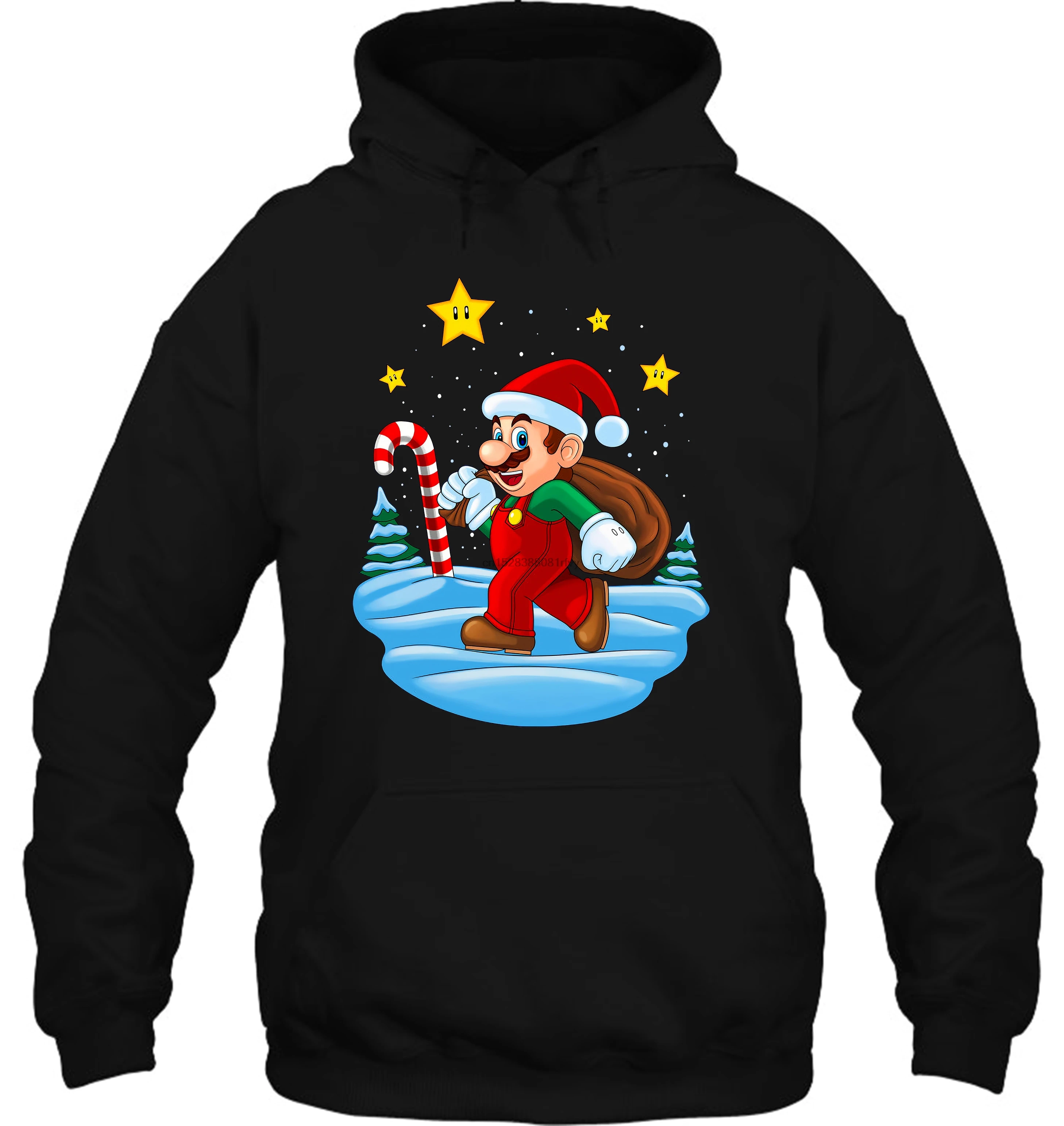 Мужская толстовка с капюшоном Happy Santa Mario Рождественский подарок смешной дизайн семья s чистый 90s мультфильм подростков Топы Мальчик Женщины уличная одежда