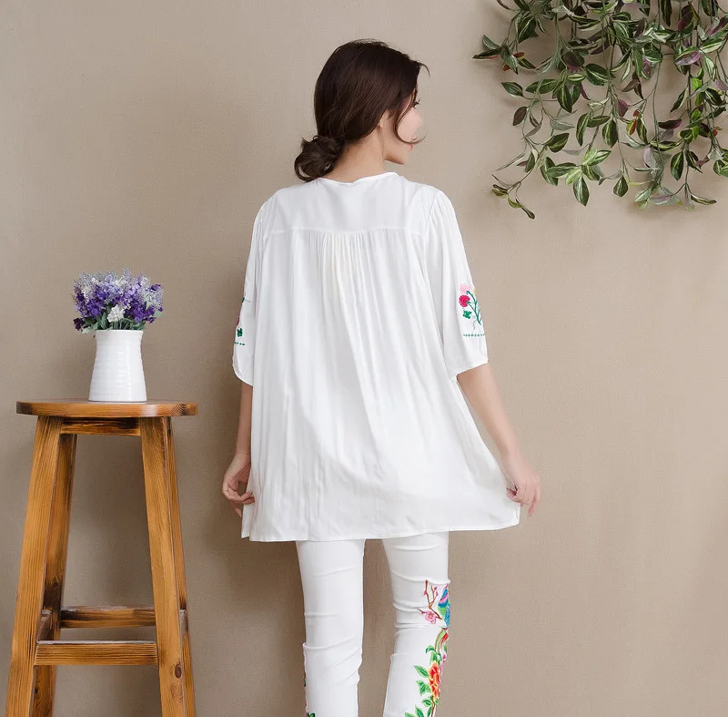New 2021 Summer Embroidery Cotton Women Blouese Clothes Plus Size Clothing Cute Casual Loose Tops Blusas Feminina Vestidos 3
