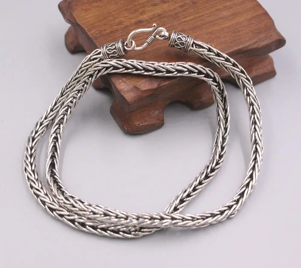 

New Pure Solid 925 Sterling Silver Necklace 5mm Wheat Link Chain Necklace 21.65"L