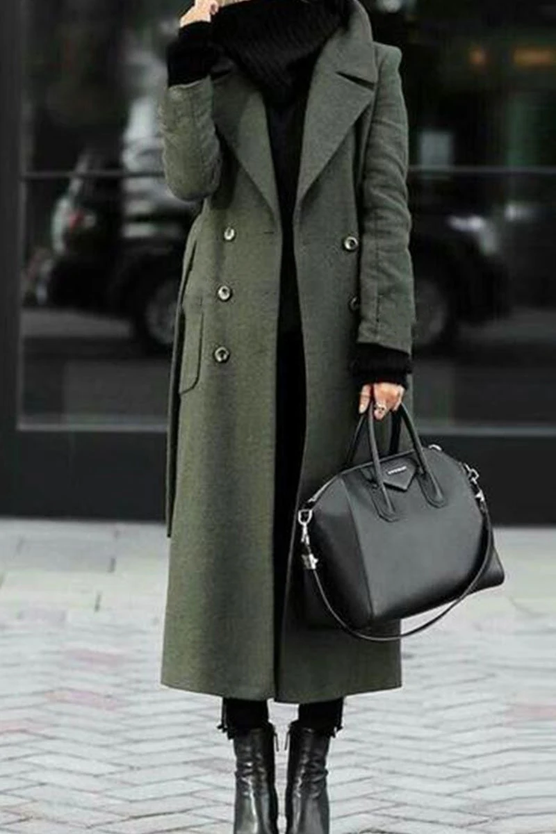 Carmonoudi Women Plus Size Autumn Winter Cassic Simple Wool Maxi Long Coat Female Robe Outerwear 