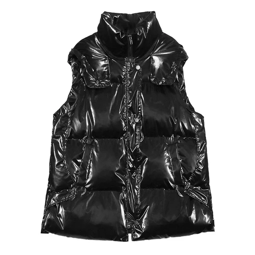 black SuperAen, хлопок, теплый жилет, пальто для женщин, зима, новинка, с капюшоном, плюс размер, жилет для женщин, сплошной цвет, на каждый день, толстая женская одежда - Цвет: black