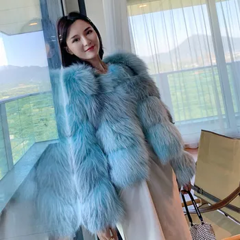 Online 2020 Neue Mode Mantel Kurz Echte Fuchs Pelzmantel Frauen Natürlichen Fuchs Pelz Mäntel Winter Langarm Dicke Warme Kleidung Outwear Jacke