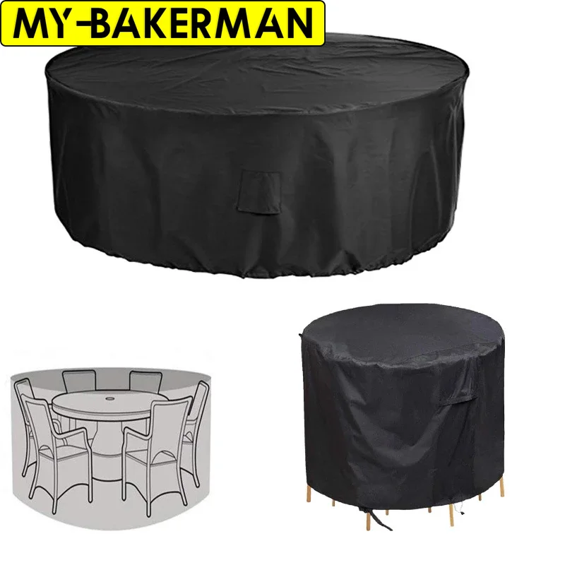 Various Sizes Outdoor Garden Patio Large Round Waterproof Furniture Protector Table Chair Set Dust Furniture Cover