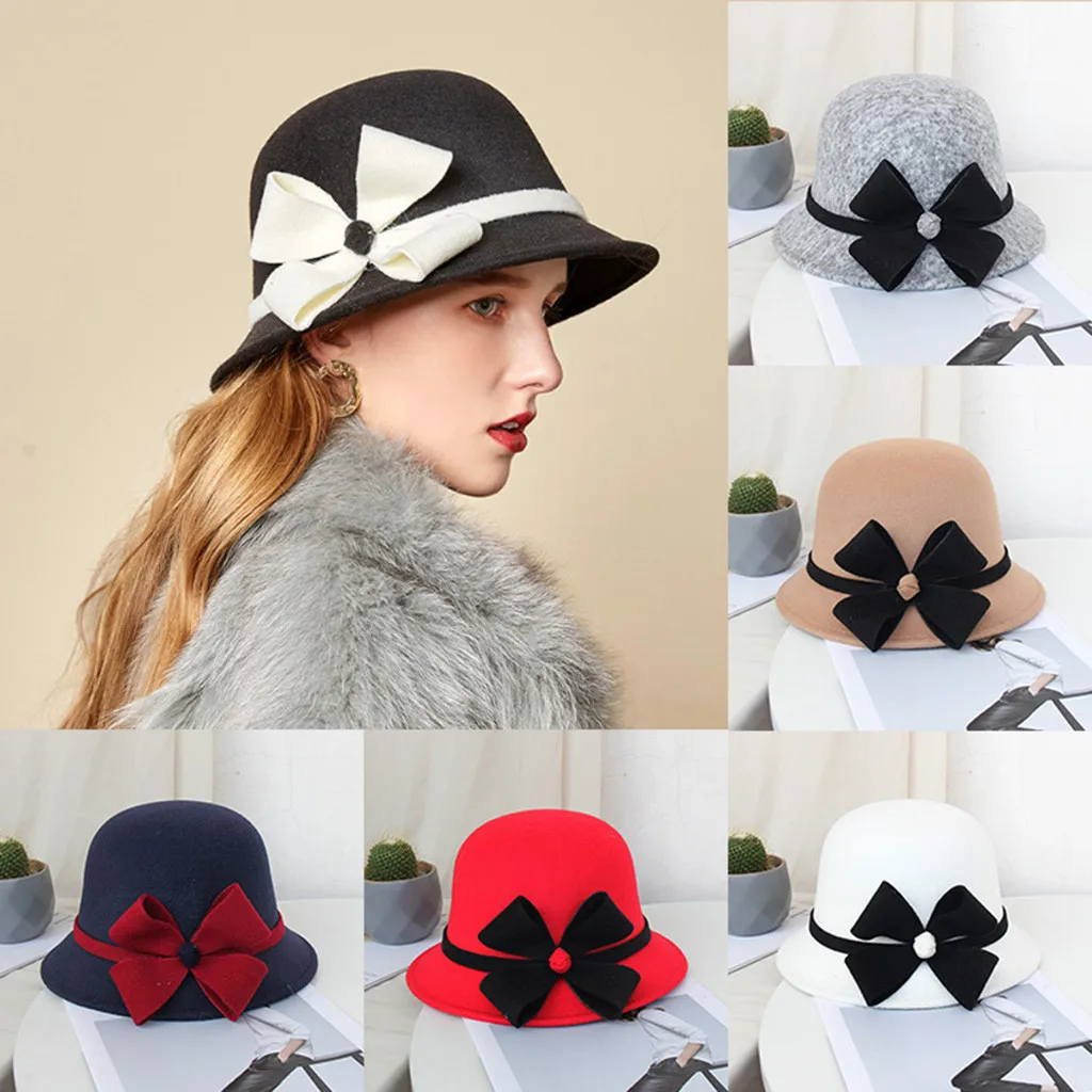 Осенне-зимние винтажные женские шерстяные фетровые женские шапки во французском стиле, модные теплые фетровые шляпы с цветочным принтом#35