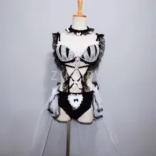 Блестящие стразы, жемчуг, кружевной бюстгальтер, короткий, для ночного клуба, для женщин, певица, нижнее белье, костюм, 4 предмета, наряд для танцев, наряд на день рождения, комплект