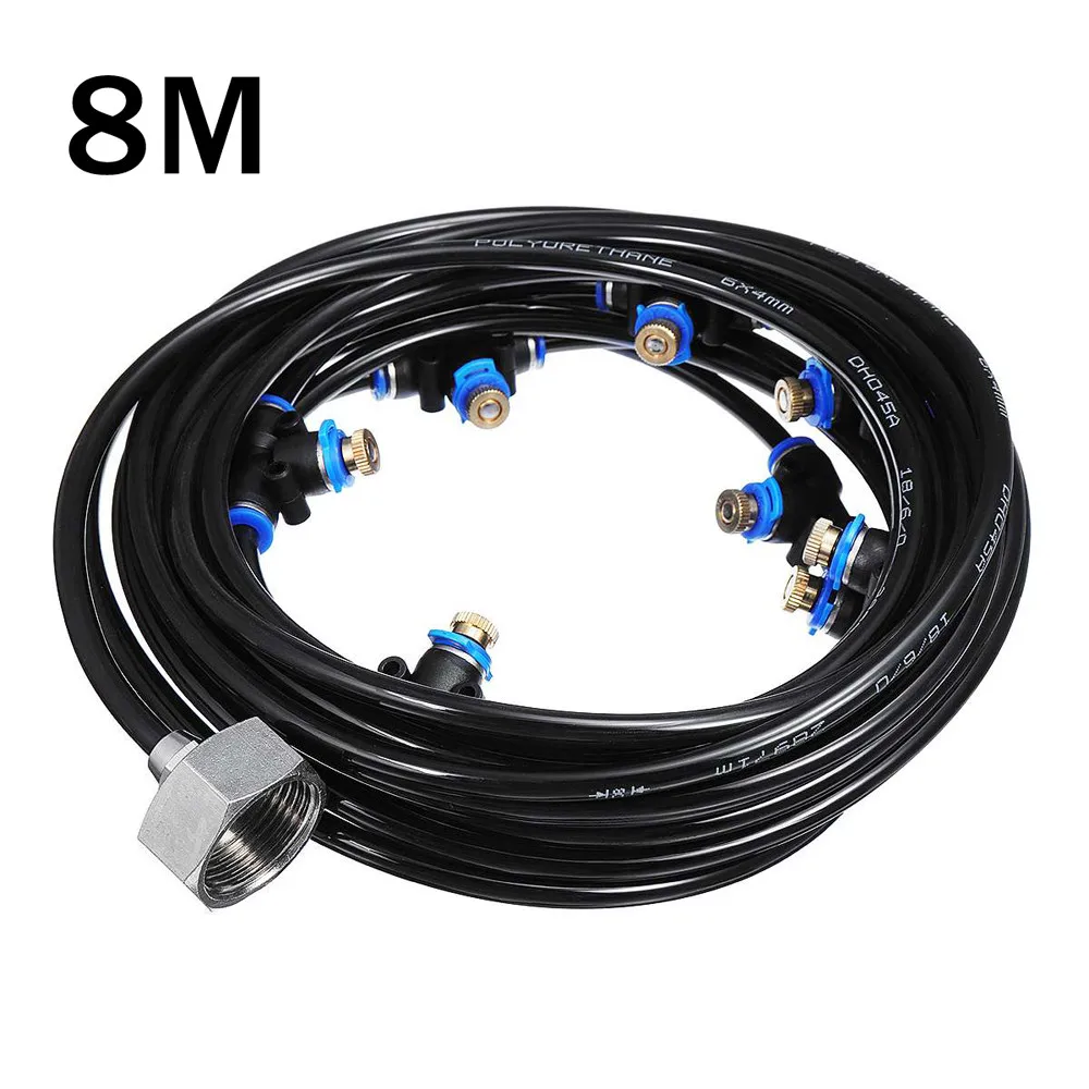8m Water Mist Cooling System Water Spray Water irrigation 9pcs 1/2" Sprinkler Water Sprinkler Garden Patio Mist Cooling System - Цвет: 8m