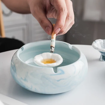 

Nordic Home Decorative Ornaments INS Marble Quality Ceramic Ashtray Cigar Ashtray Home aschenbecher Wedding Gift