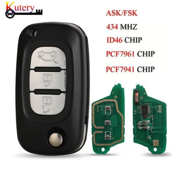 

Kutery Folding Remote Car Key For Renault Fluence Megane III Auto Accessories ASK/FSK 434MHZ ID46 PCF7961/PCF7941 Chip 3 Buttons